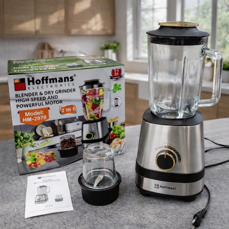 Hoffmans HM-2078 2-in-1 Blender & Dry Grinder - Gallery 1